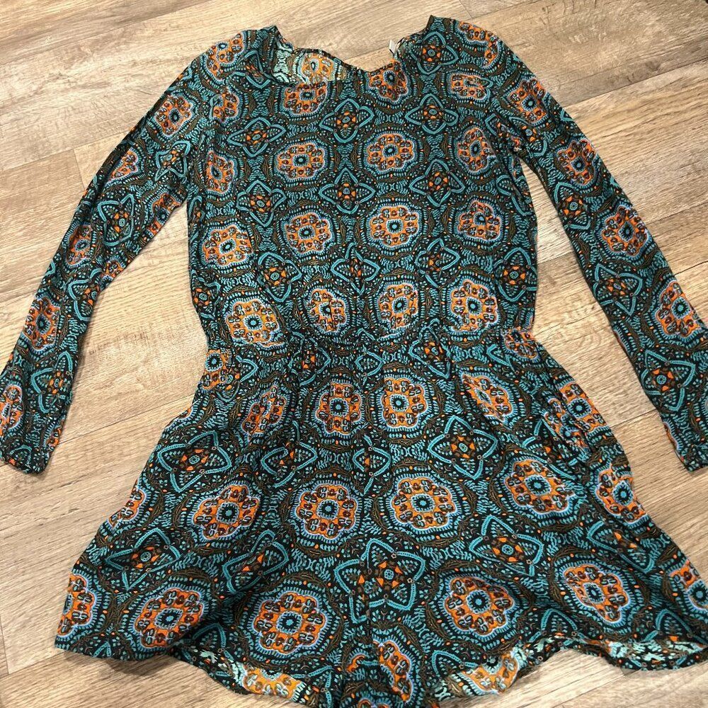 Patrons of Peace | Long Sleeve Open Back Romper Boho Teal‎ Women’s Size M - Picture 4 of 11